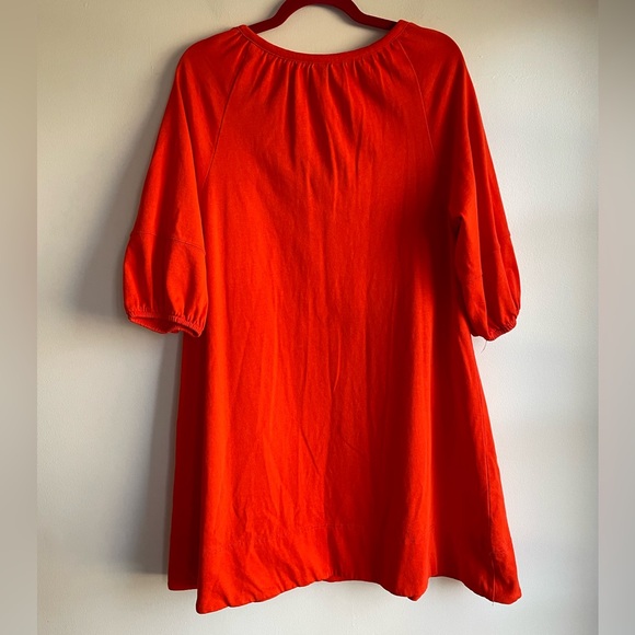 Anthropologie Bright Orange Peasant Tie Neck Dress Size M - Picture 4 of 7